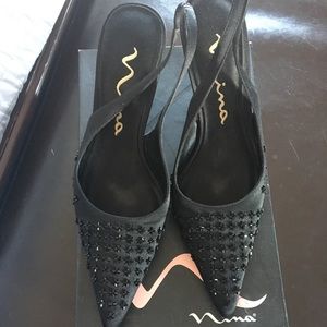 Nina Beaded Black sling backs size 8
